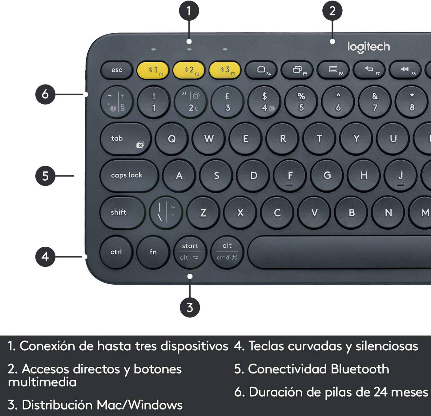 Teclado Logitech K380 Inalámbrico Multidispositivo Bluetooth