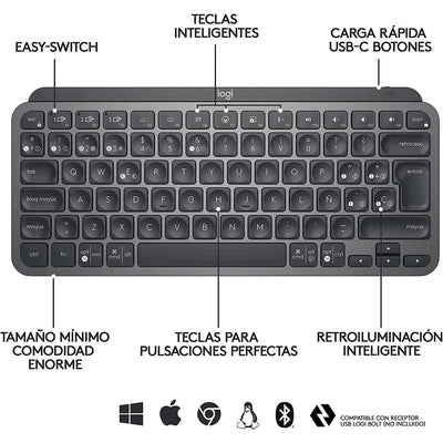 Teclado Mx Keys Mini Inalambrico Multidispositivo Bluetooth Mac / Win