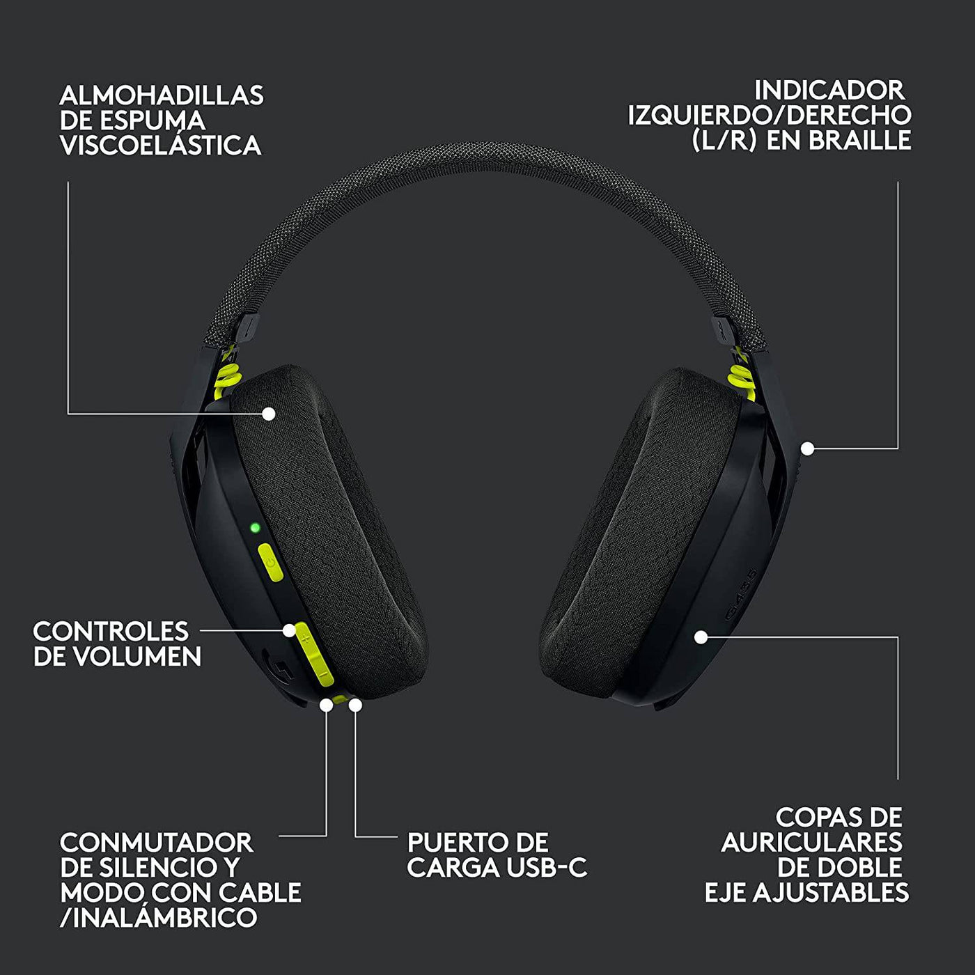 Audífonos Gamer Logitech G435 Inalámbricos Lightspeed / Bluetooth