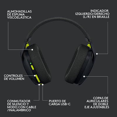 Audífonos Gamer Logitech G435 Inalámbricos Lightspeed / Bluetooth