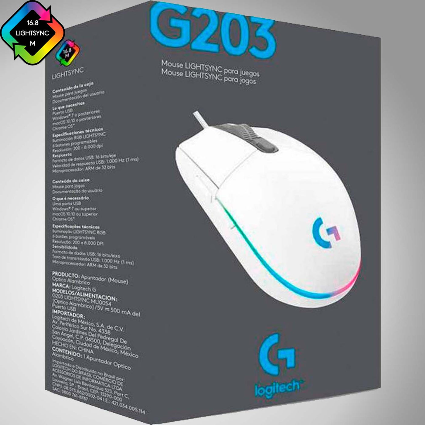 Mouse Gamer Logitech G203 RGB Lightsync 6 botones