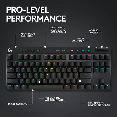 Teclado Logitech G Pro X TKL Inalámbrico / USB Tactile Switches (GX Brown)