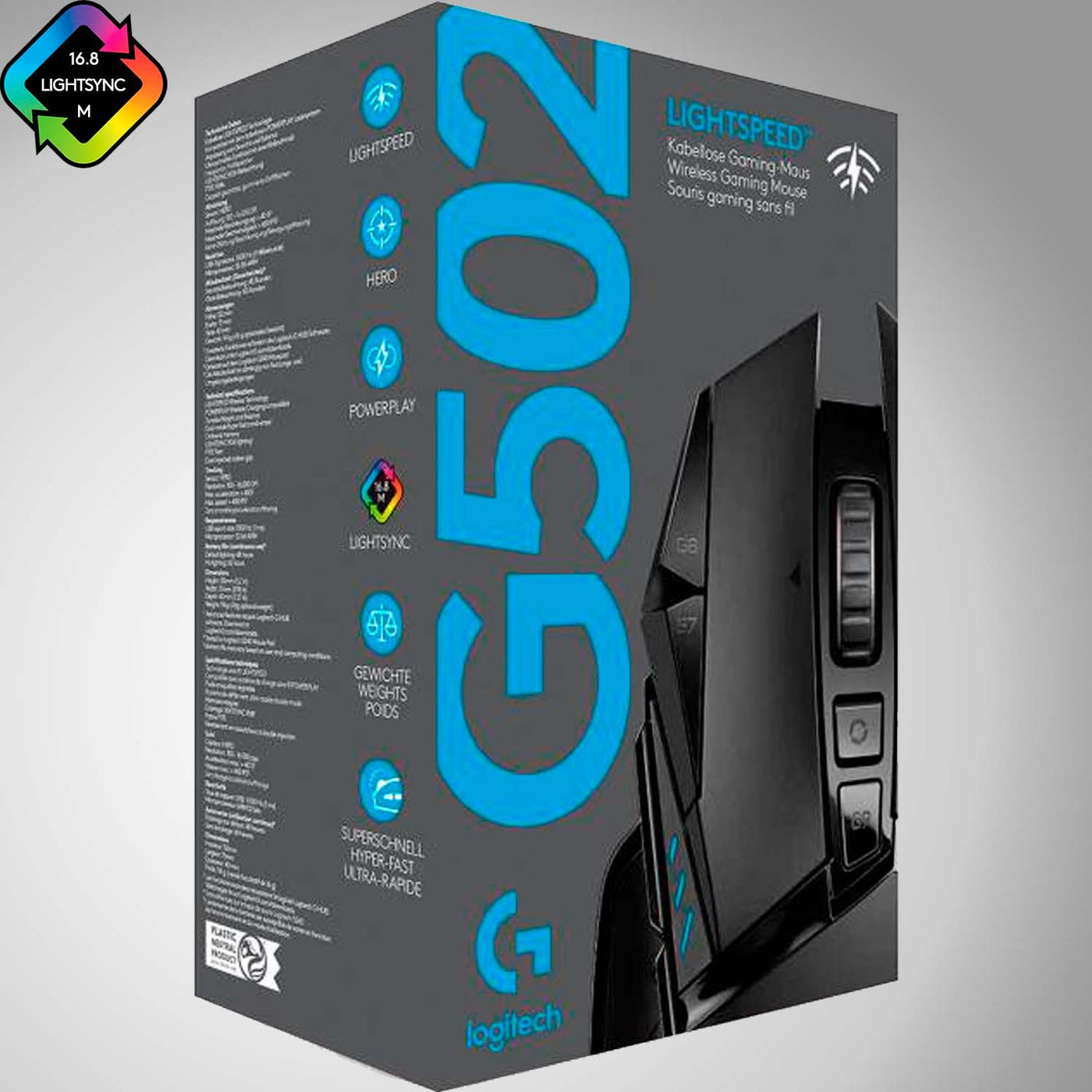 Mouse Gamer Logitech G502 Lightspeed Wireless RGB 25K DPI - Achorao