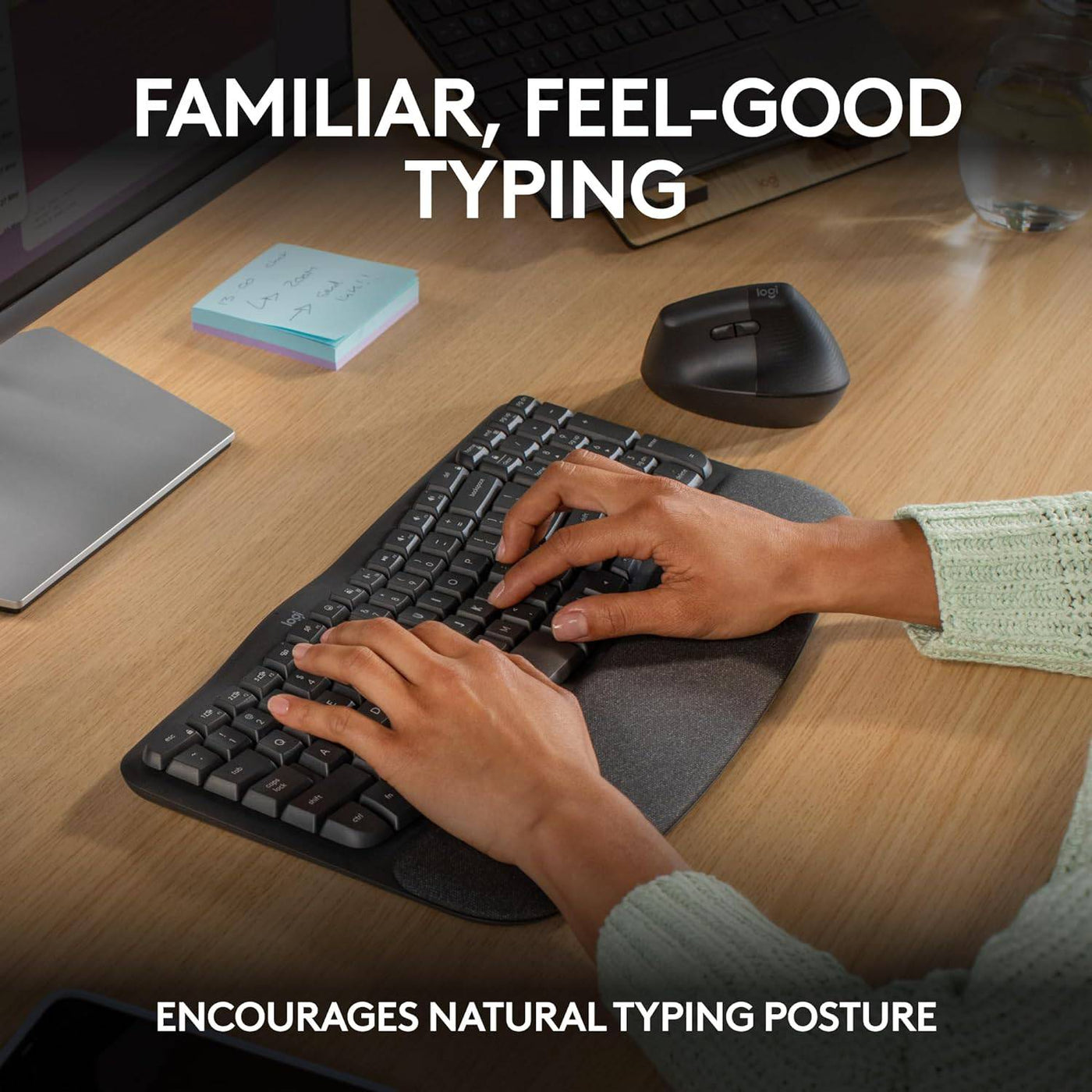 Teclado Sp Logitech Wave Keys wireless con reposamanos acolchado - Achorao