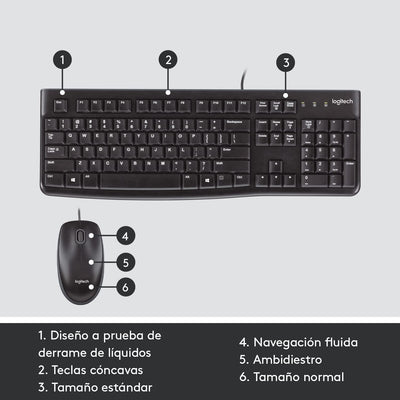 Teclado & Mouse MK120 Anti salpicaduras - Achorao