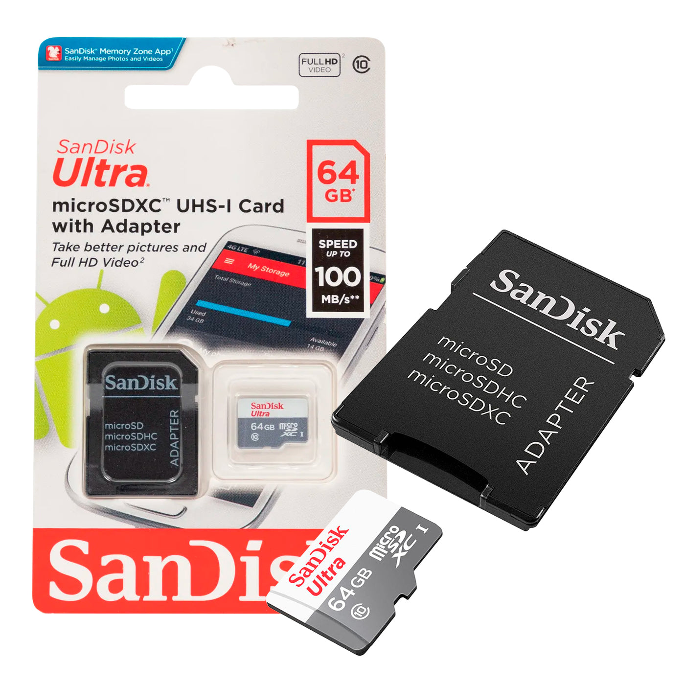 Memoria Flash SanDisk Ultra microSDHC, UHS-I, Class10, 64GB, incluye adaptador SD - Achorao