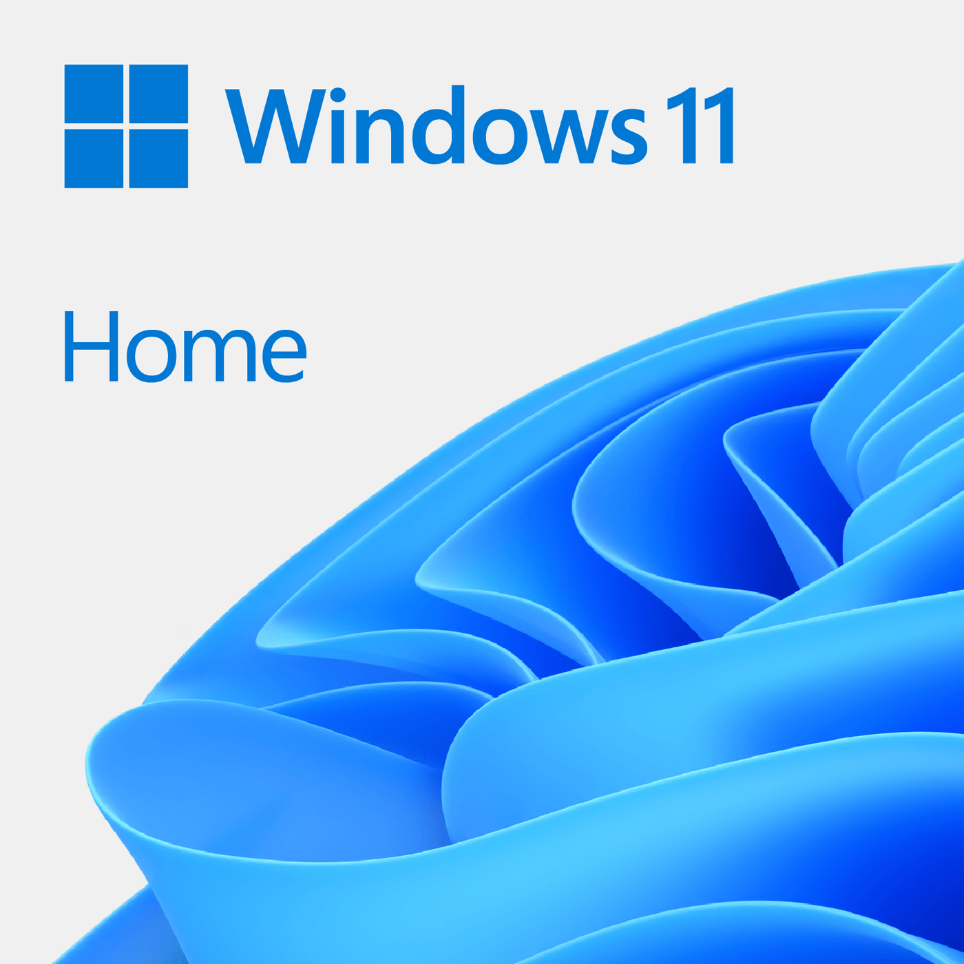 Windows 11 Home, clave virtual de licencia  oficial de venta en achorao.com, imagen con fondo blanco y celeste del sistema operativo.