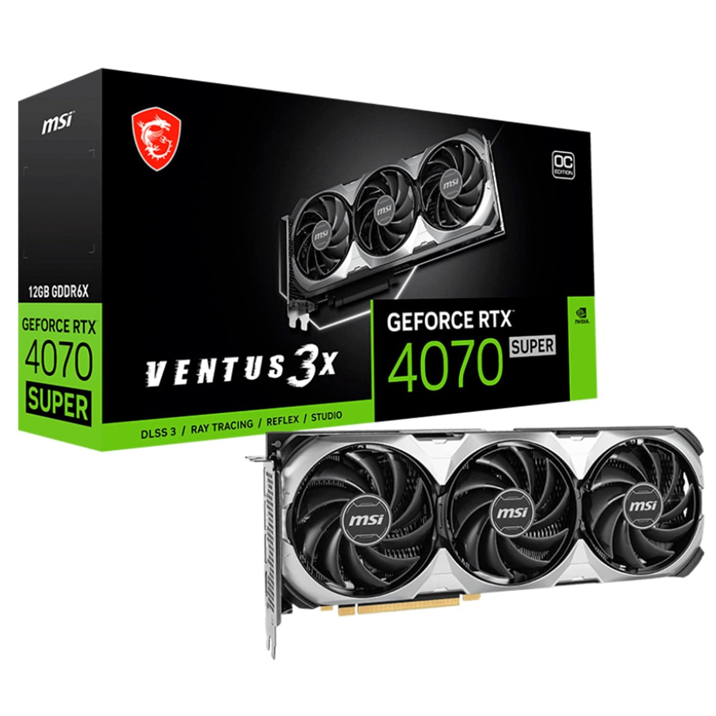 Tarjeta de video MSI NVIDIA GeForce RTX 4070 SUPER, 12GB GDDR6X, PCI-E Gen 4. Producto nuevo y sellado, listo para usar.