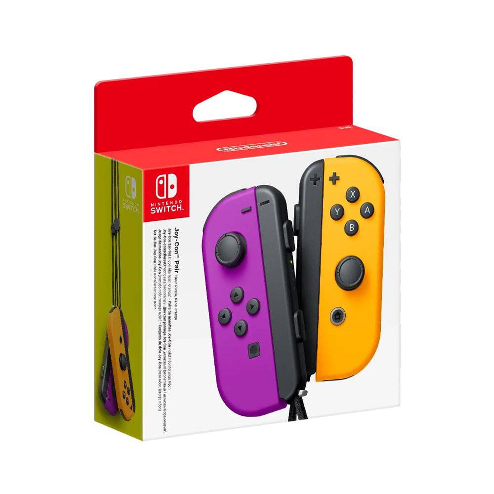 Mando Nintendo Switch Joy Con Purple Neón y Orange Neón