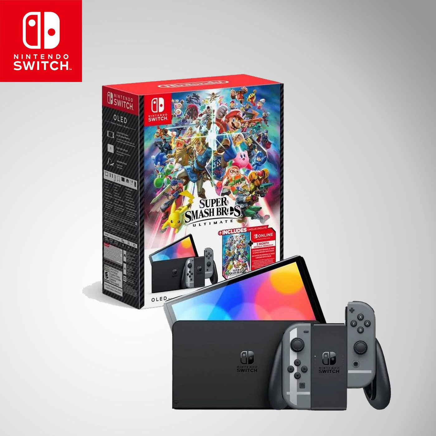 Nintendo Switch OLED +Super Smash Bros Ultimate +membresía de 3 meses