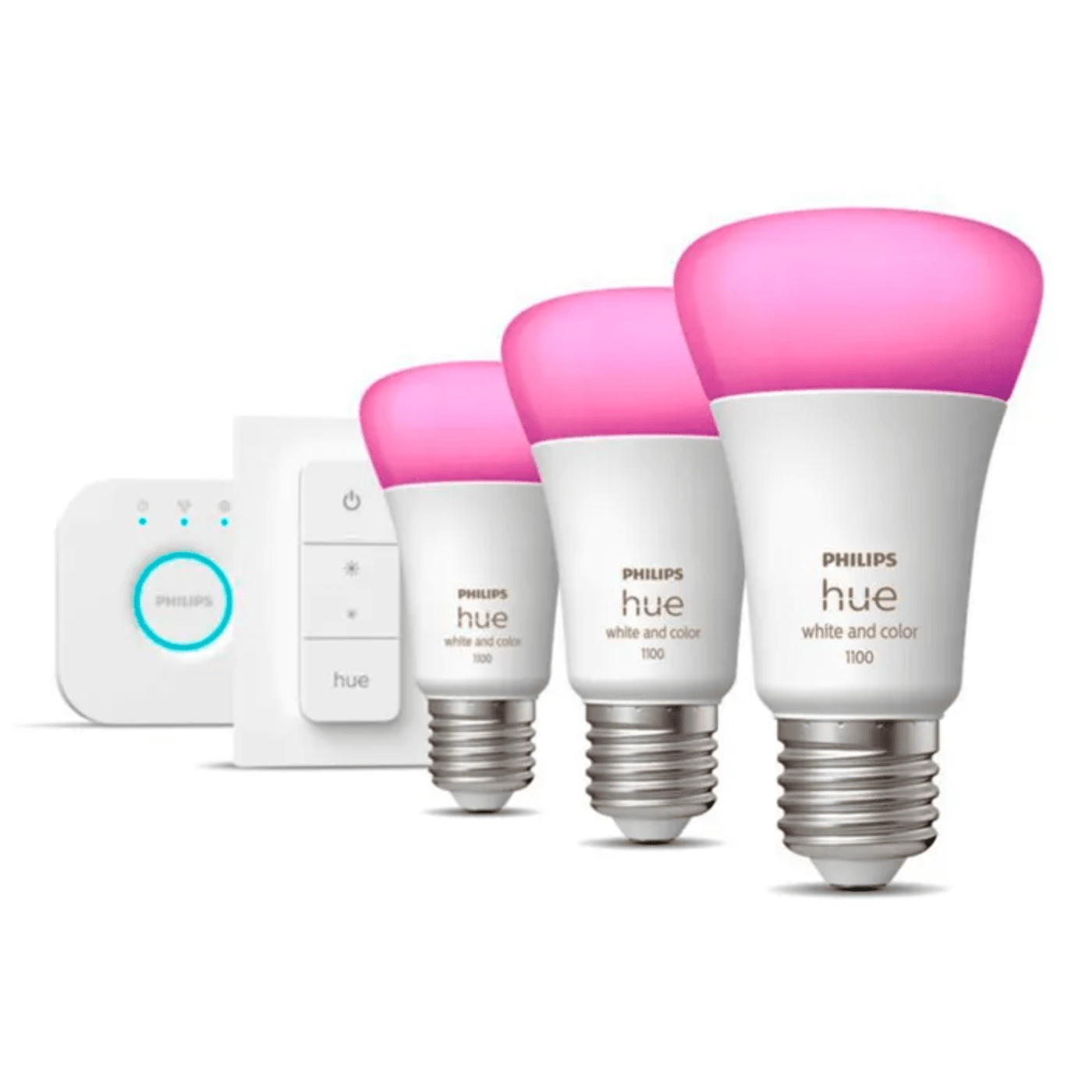 Focos Inteligentes BT Philips Hue Starter Kit x3 E27+ Bridge Color + Dimmer switch