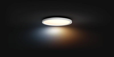 Philips Hue - Panel Led Inteligente Aurelle, 21W-2450 lúmens, Luz Blanca de Cálida a Fría, Compatible con Alexa y Google Home, 39cm diámetro, Blanco