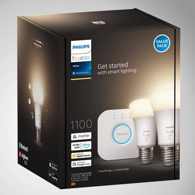 Starter Kit x2 Focos Inteligentes Cálido Philips Hue E27 9w + Bridge