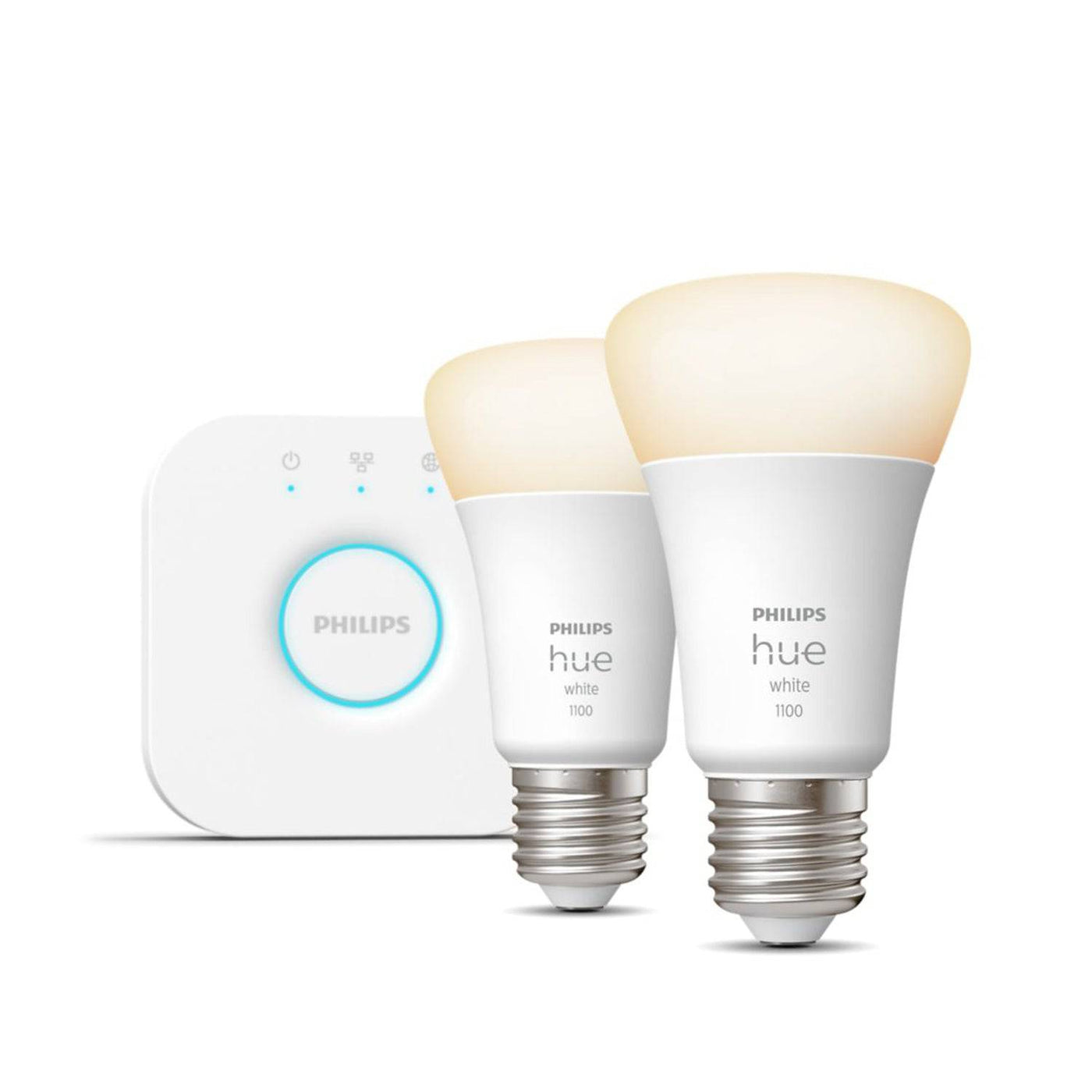 Starter Kit x2 Focos Inteligentes Cálido Philips Hue E27 9w + Bridge