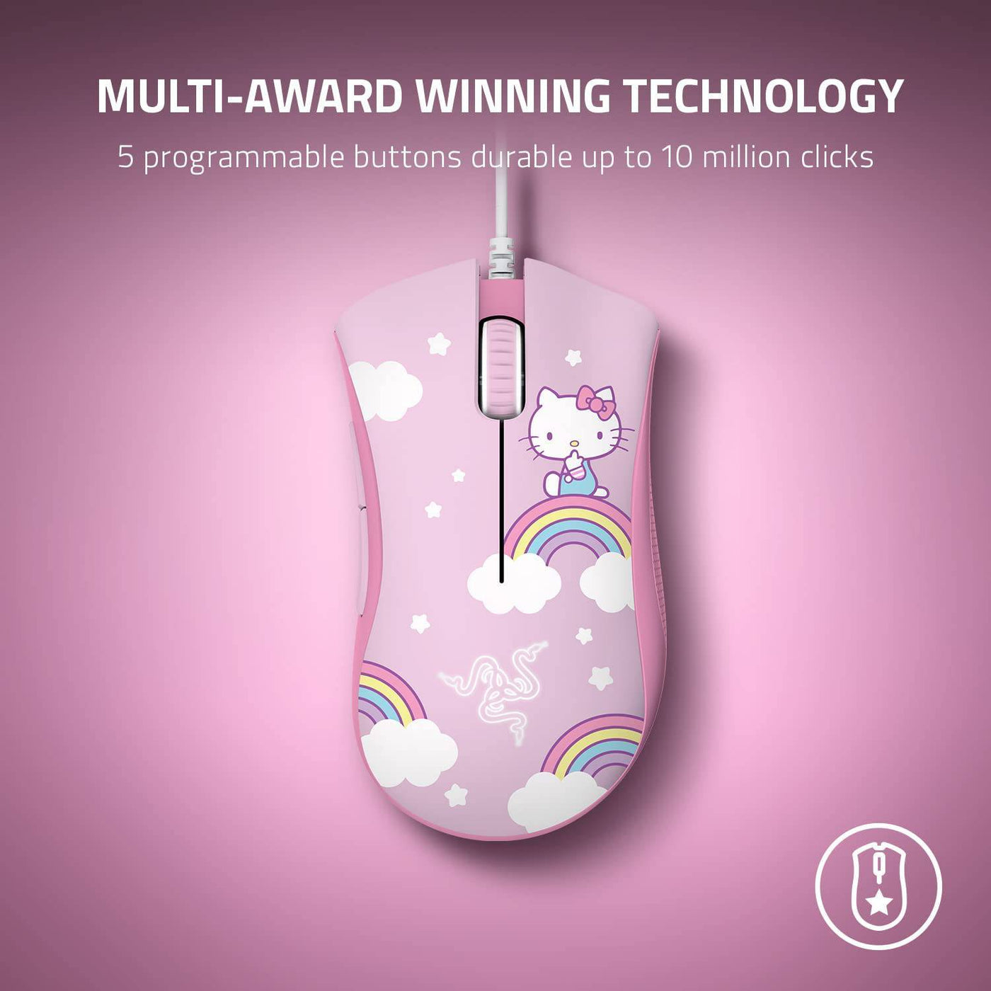 Mouse Deathadder Essential + Pad Goliathus Rosa Pack Edición Hello Kitty