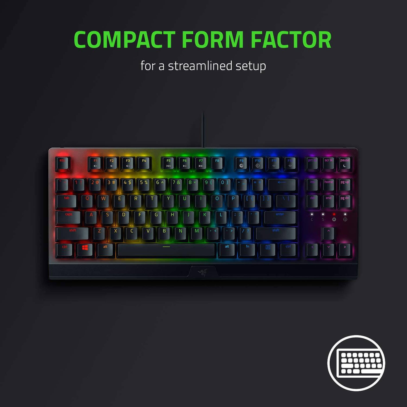 Teclado Sp  Razer Blackwidow V3 TKL RGB Mecánico Chroma green switch(P163B)