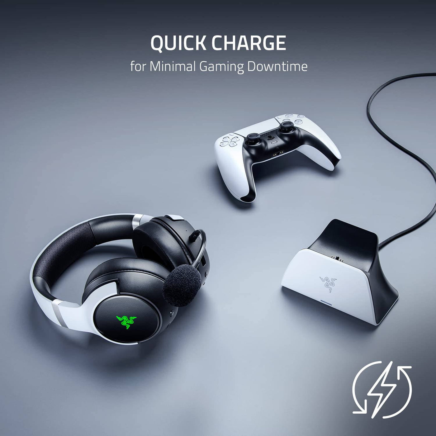 Cargador Razer Quick Charging Stand p/ Control Ps5 10w(P163B) - Achorao