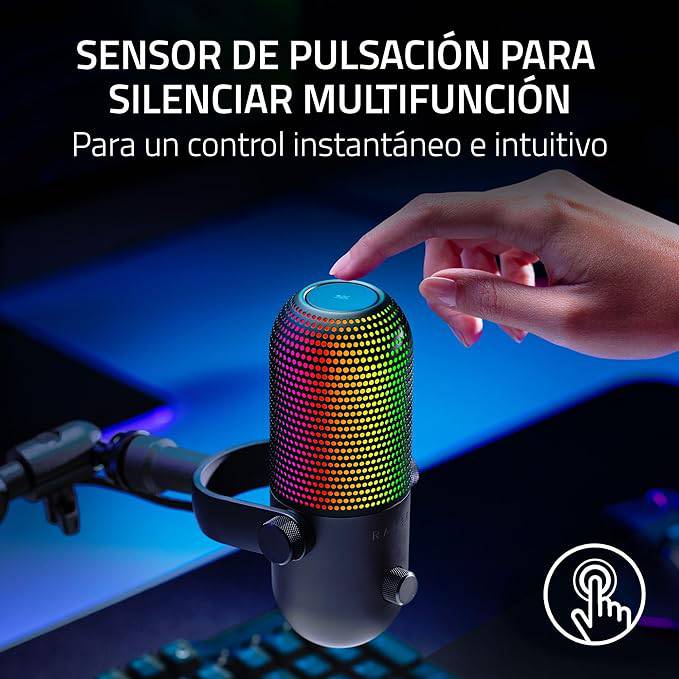 Micrófono Razer Seiren V3 Chroma USB Streaming Supercardioide c/n Sensor Touch Silent - Achorao