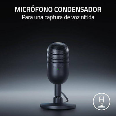 Micrófono Razer Seiren V3 Mini USB Streaming Supercardioide c/n Sensor Touch Silent