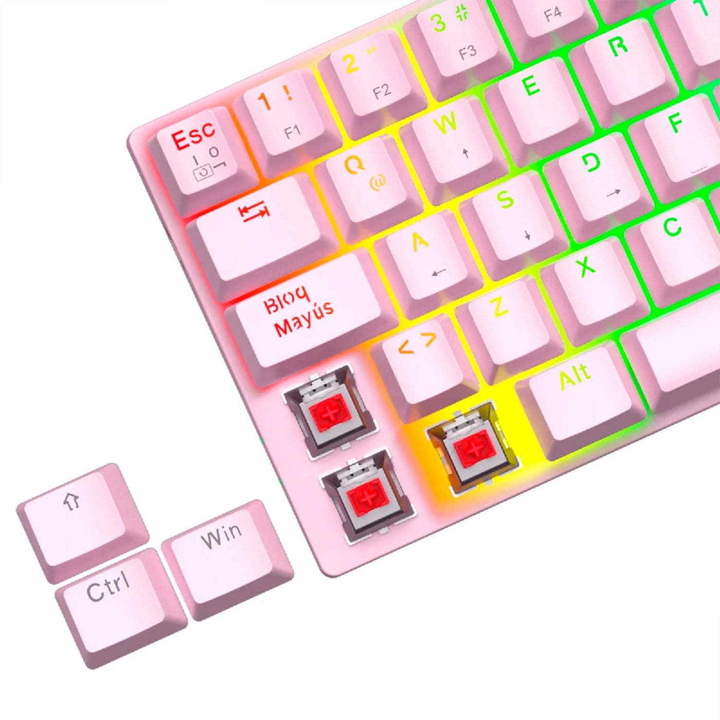 Teclado mecánico T-dagger ARENA RGB Switch Red, Español T-TGK312P PINK RED