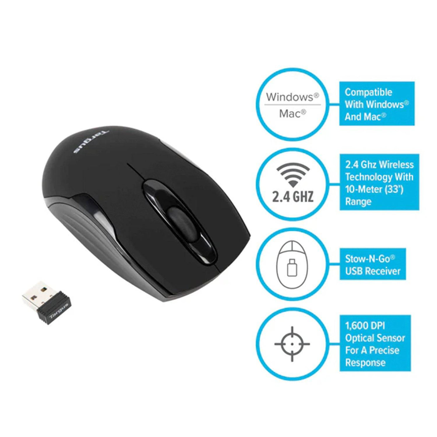 Mouse TARGUS Wireless Black (PN AMW575TT)