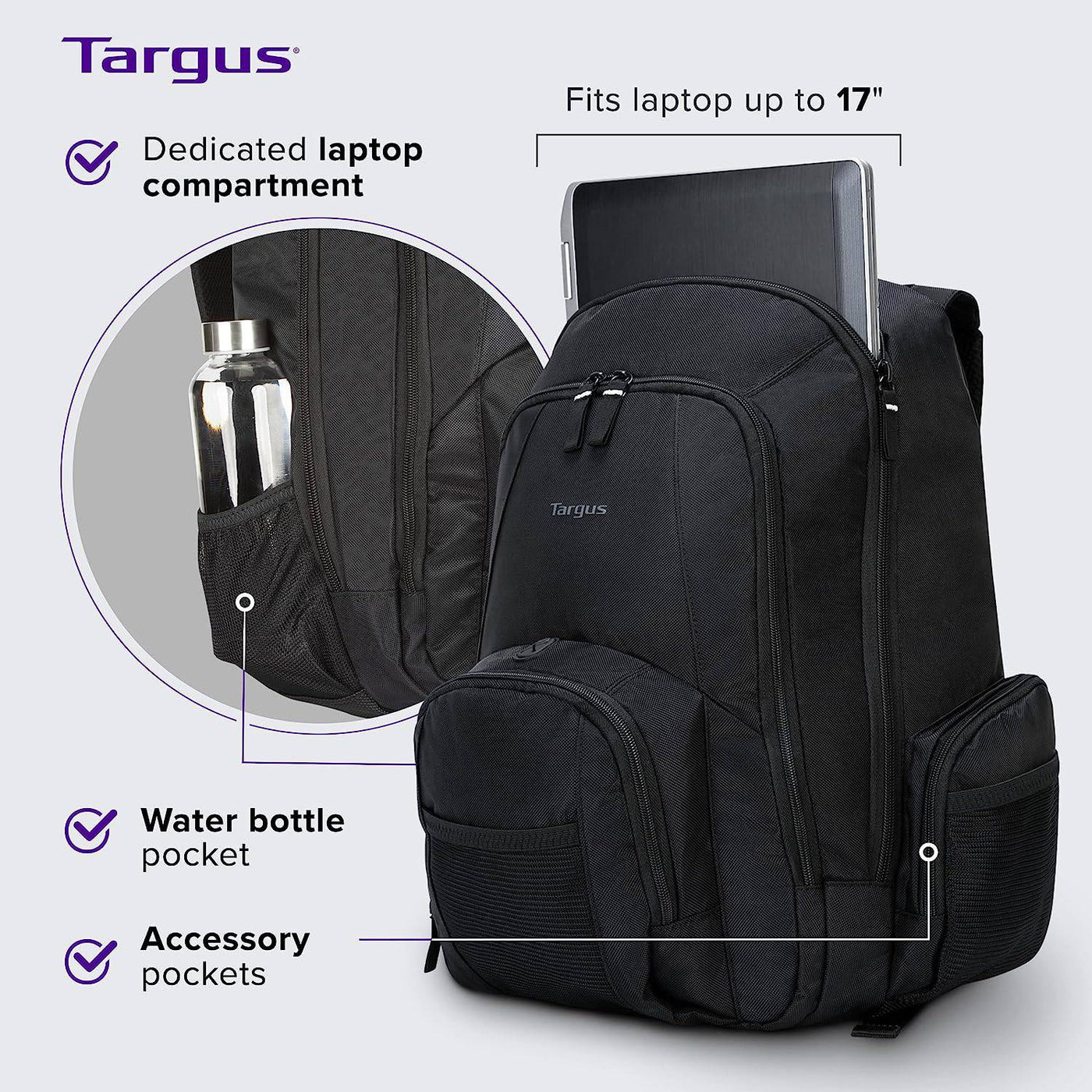 MOCHILA TARGUS GROOVE 17" BLACK (CVR617LP)