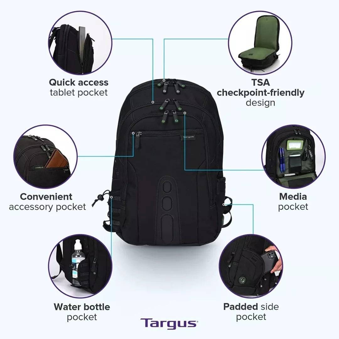 MOCHILA TARGUS SPRUCE ECOSMART 17" CHECKPOINT FRIENDLY BLACK (TBB019US)