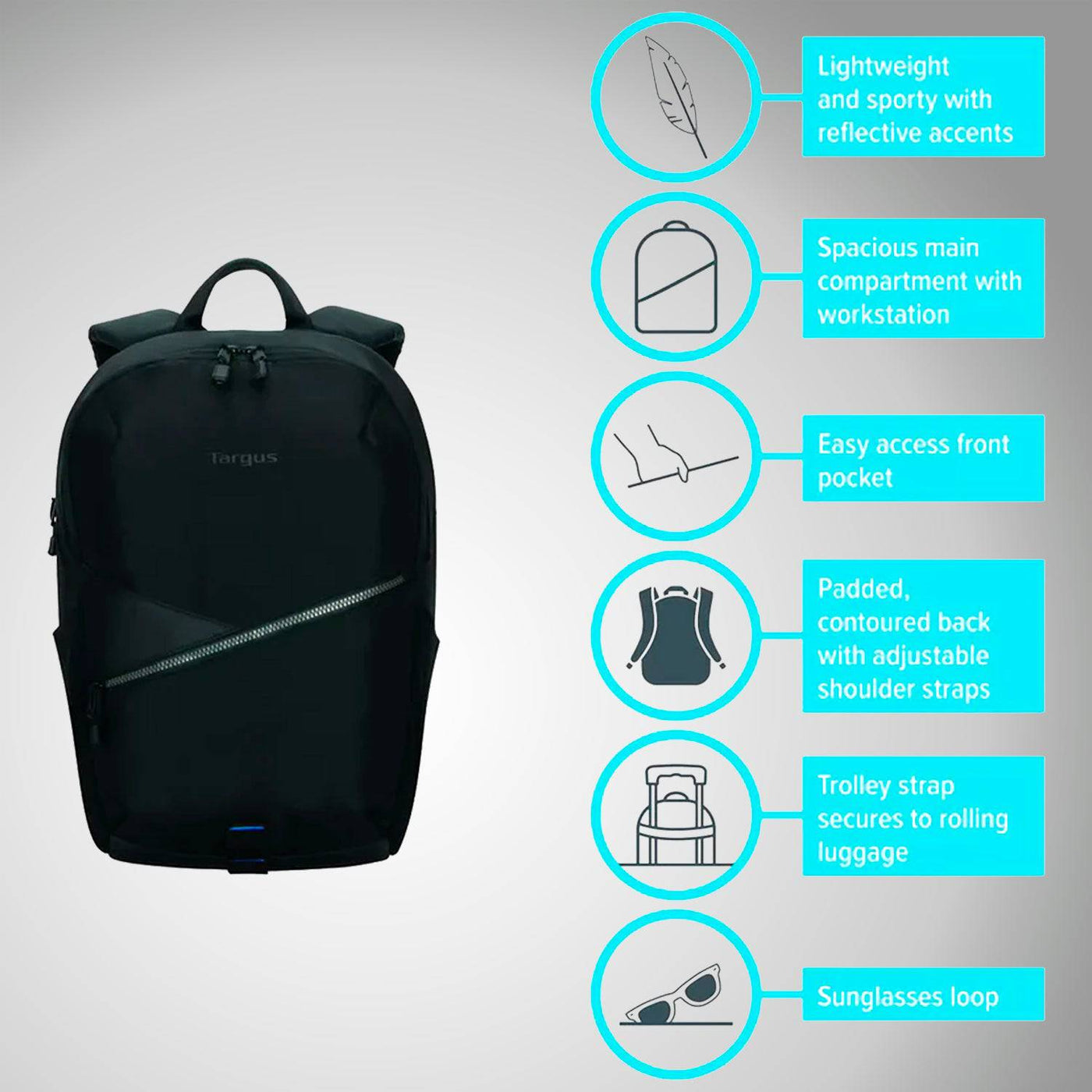 Mochila Targus Transpire 15.6" Correa para Maleta de Ruedas