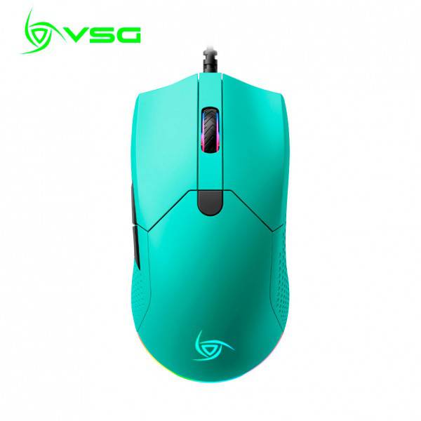 VSG Aurora Mouse Óptico Gamer Ambidiestro Ultraliviano, 6 Niveles de dpi, Gliders de Teflón, Botones Programables e Iluminación RGB, 72g